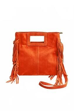 NEW DEBBIE KATZ women's crissy fringed bag in orange